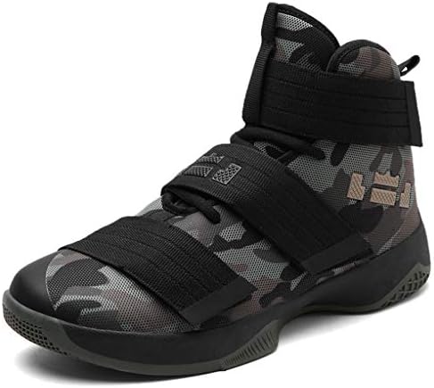 Teresae Mens High Top Large Size Camouflage Basketball Shoes Fashion Breathable Sports Shoes Non-Slip Wear-Resistant Shock-Absorbing Boots