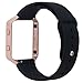 TOROTOP Compatible with Fitbit Blaze Bands,Small Soft Silicone Replacement Sport Strap Band+Rose Gold Frame with Quick Release Pins (Small Black band+Rose Gold Frame)