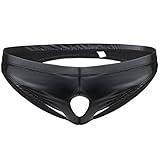 CHICTRY Mens Fetish Patent Leather Front Hole Openwork Jockstrap Underwear