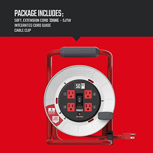 CRAFTSMAN 50 Ft. Contractor Edition Retractable Extension Cord Reel