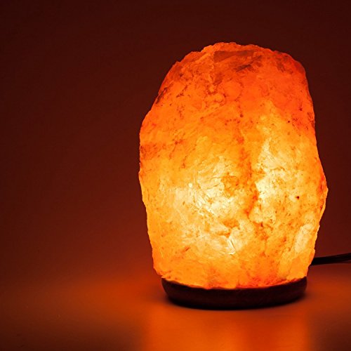 HemingWeigh Natural Himalayan Salt Lamp Hand Carved with Genuine Wood Base, Bulb and On and Off Switch 6 to 8 Inch, 6 to 7 lbs. 2 Pack