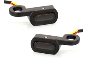 HAZAWA Mini LED Turn Signals Handlebar Marker Light Motorcycle front universal 3-wire Blinkers Compatible with Harley Sportster Road King Honda Shadow Yamaha Suzuki Kawasaki (Black-Smoke Lens)