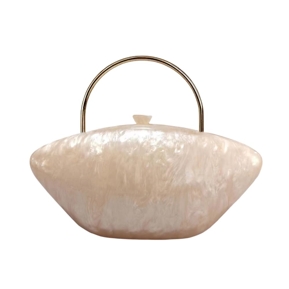 Photo 1 of DEBIMY Cute Acrylic Shell Shaped Clutch Purse Small Evening Handbags for Women Wedding Party Prom CrossBody Bag, Apricot