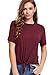 ROMWE Women's Short Sleeve Tie Front Knot Casual Loose Fit Tee T-Shirt Burgundy S