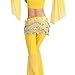 ZLTdream Women's Belly Dance Wave Shape Hip Scarf with Silver Coins Yellow