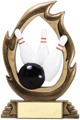 Express Medals (1-3-5 Pack of 7.25 Inch Flame Resin Bowling Trophy Award with Engraved Personalized Plate