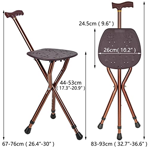 LINGTHIN Seat cane for men with a capacity of 120 kg, height adjustable folding seat canes, walking stick and stools for adults, elderly and recovery.