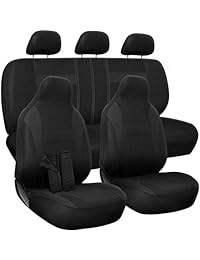 OxGord   Funda para asiento de coche   Cubo bajo de tela de polietileno y banco trasero dividido de 50 50 o 60 40   Ajuste universal para coches, camiones, SUV, furgoneta