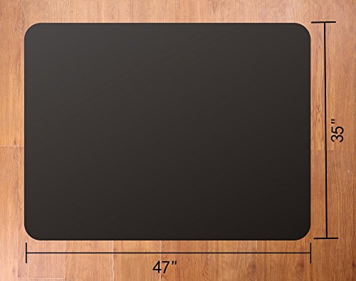 Office Chair Mat for Hard Floor : 35x47 inches Straight Edge Rectangular Sturdy Multi-Purpose Polyethylene + EVA Desk Mat for Home & Office Floor Protection - Black