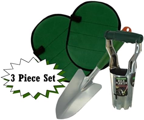 Garden Tool Set - Includes Bulb Planter, Knee Pads, and Hand Shovel – A Perfect 3 Piece Set for Planter Box, Container Gardening, and Vegetable, Herb, and Flower Gardening Enthusiasts