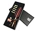 Kentaur Calligraphy Quill Pen Set (CS-0205) - Dip Pen with Brown Turkey Feather, 6 Stainless Steel Nib, and European Ink. Great for Beginner/Enthusiast