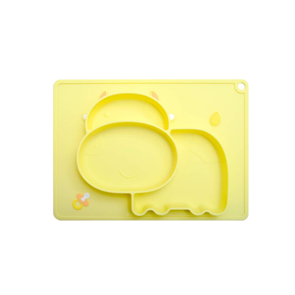 Rose Plateau Enfant Repas Assiette Compartiment Manyo Assiette A Ventouse Pour Bebe Ventouse En Silicone Rectangulaire Vache De Dessin Anime Le Repas De Bebe Bebe Puericulture Dwteam In