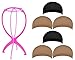 ZUER Wig Caps(6 Pack/Black & Neutral Nude Beige) with Portable Wig Stand(Color Random)
