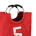Homiak Large Laundry Basket with Alloy Handles for College, Collapsible Laundry Hamper, Foldable Clothes Bag, Folding Washing Bin (Red)