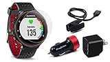 Garmin Forerunner 235 (Marsala) GPS Running Watch Bundle | with HD Screen Protector Film (x4) & PlayBetter USB Car/Wall Adapters | On-Wrist Heart Rate | Elevate Heart Rate Technology | VO2 Max