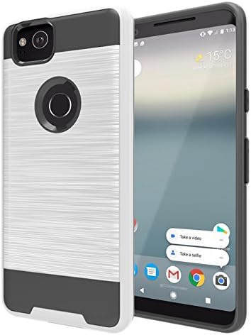 Google Pixel 2 Case, Onyxii Hybrid Dual Shockproof Layer Brushed Texture Slim Protector Cover for Google Pixel 2 - Silver