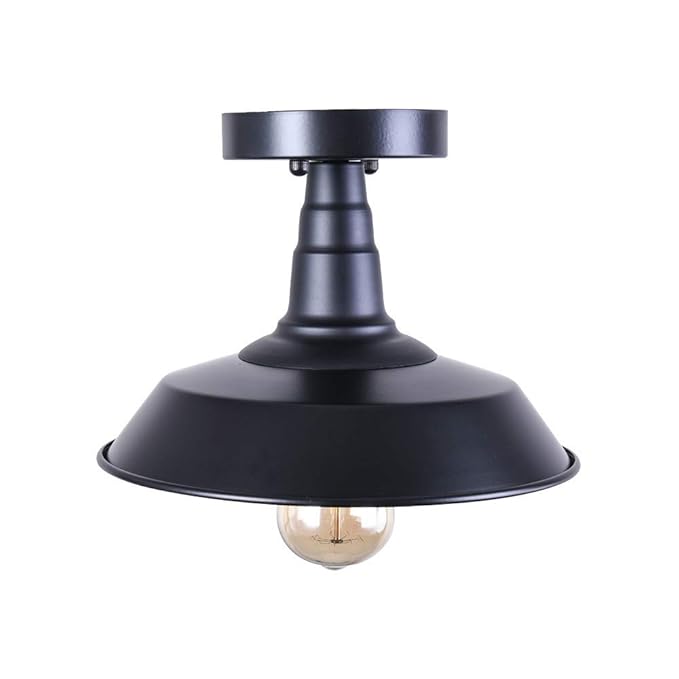 Old Fashioned Ceiling Light Metal Black, Classic Vintage Industrial Pendant Lamp for Living Room Dining Bar