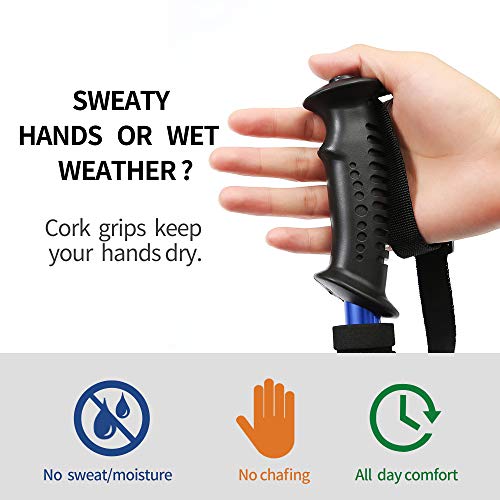 Green Light Trekking Poles 2 Pack Portable Folding Hiking Stick Cane Alpenstock Lightweight Aluminum Alloy Shock Absorbent EVA Anti-Skid Sweat Sbsorbent Handle (Lake Blue)- 1 Pair - Thumbnail 3
