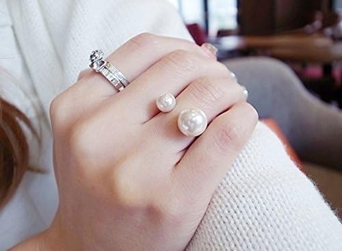 Sixlus Fashion U-shaped pearl opening adjustable ring Finger Jewelry