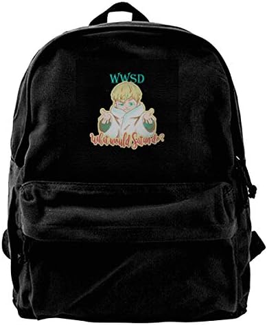 MIJUGGH Canvas Backpack Devilman Crybaby What Would Satan Do Ryo Rucksack Gym Hiking Laptop Shoulder Bag Daypack for Men Women