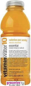 Image of Glaceau VitaminWater Nutrient Enhanced Water Beverage, 10-Calories Per Serving, Essentials (Orange-Orange), Vitamin C + Calcium, 20 oz (Pack of 24)