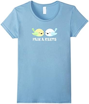 Womens Cute Couple Kawaii Birds Parakeets Shirt Small Baby Blue