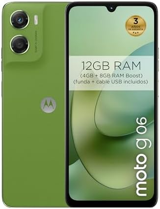 moto g06 12GB (4GB+8GB RAM Boost)/256GB PANTONE TENDRIL a cores, ecrã grande de 6,88" com som Dolby Atmos®, sistema de câmara AI de 50 MP, proteção contra água IP64, bateria de 5100 mAh
