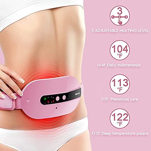 Menstrual Heating Pad, Heating Pad for Back Pain with 3 Heat Levels and 3 Vibration Massage Modes, Portable Electric Fast Heating Belly Wrap Belt,Back or Belly Pain Relief for Women and Girl(Pink)