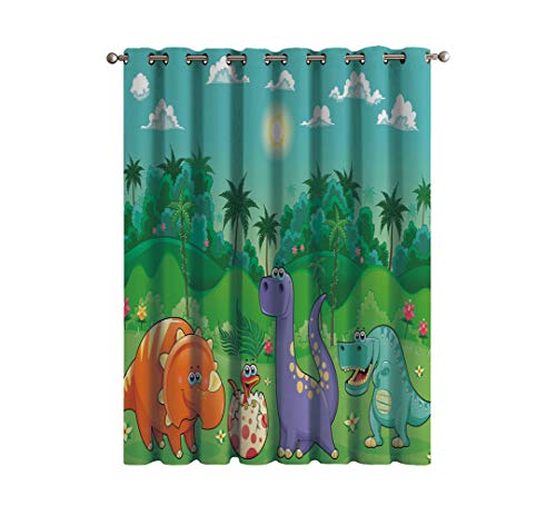 Iprint Blackout Patio Door Curtain Nursery Funny Dinosaurs And