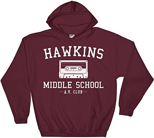 Strange Things Clothing Hawkins Middle School AV Club Hoodie | Stranger Things Inspired Hoodie | Unisex Fit (Medium, Maroon)