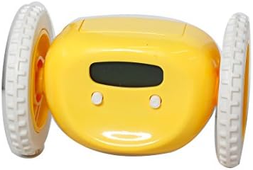GOTOBUYWORLD Creative Digital LCD Display Running Alarm Clock Runaway Moving Wheels (yellow)