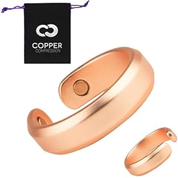 Copper Ring for Arthritis by Copper Compression -99.9% Pure Copper + Magnetic Therapy Relief Ring for Men + Women. Magnet Therapy Jewelry Rings for Arthritis, Carpal Tunnel, Fingers, Thumb, Hands L-XL