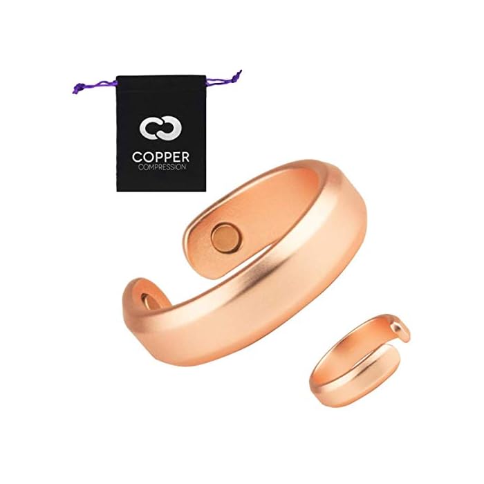 Copper Ring for Arthritis by Copper Compression - 99.9% Pure Copper + Magnetic Therapy Relief Ring for Men + Women…