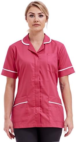 Women Healthcare Tunic Round Collar Tunics Nurses Uniform Maid Dresses NLT05 Size 8 to 26