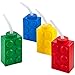 Building Blocks Cups with Straw & Lid - (Pack of 4) Reusable Brick Party Kids Cup for Block Birthday Party Supplies and Favors