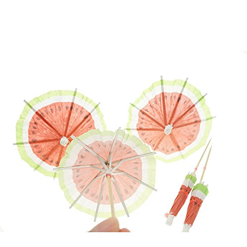 Bilipala 50 PCS Watermelon Paper Umbrellas Fruits Cocktail Dessert Parasol Picks Party Cupcake Toppers Picks Decoration