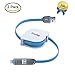 EverDigi 3335468 3FT (0.9M) Retractable Lightning and Micro USB to USB Tangle-free Charger for Smartphones an Tablets - Pack of 2 - Blue