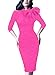 Women's 1950s Retro 3/4 Sleeve Bow Cocktail Party Evening Dress Work Pencil Dress (XL, Pink)