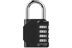 nebxazw Gym Padlock, 4 Digit Outdoor Waterproof Resettable Combination Padlock for School Gym Locker(1 Pack Black)