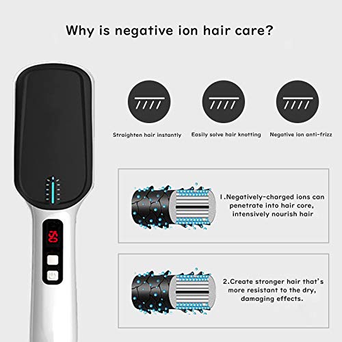 Beard Straightener Hair Straightener Brush -VIPpro Hair Straightening Comb,Auto Temperature Lock,Negative ions Anti,Professional Hair Straightening Brush for Women and Men, For Home and Travel