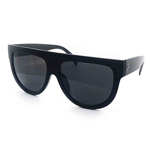 O2 eyewear6520 Oversize Mirror Tint Designer Flat Top Womens Mens Sunglasses (Oversize, SOLID MATT BLACK)