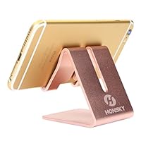 Honsky Solid Portable Universal Aluminum Desktop Desk Stand Hands Free Mobile Smart Cell Phone Holder Tablet Display Stand, Rose Gold