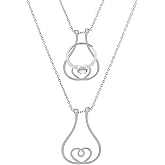 Hobbspring 1Pc Ring Holder Necklaces 15.87 inch Heart Ring Keeper Necklace Stainless Steel Color Wedding Engagement Saver Pendant Necklace Jewelry for Wife Fiancee Nurse Ladies Gift