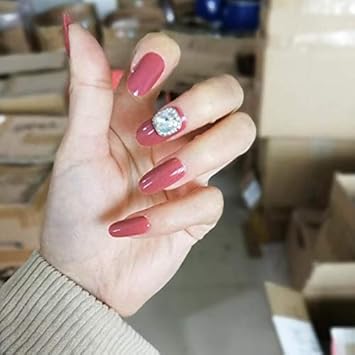 Spestyle 24 Pcs Rose Faux Faux Ongles Pour Filles Femmes