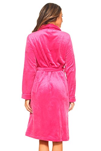 MarCielo Womens Fleece Robe, Fleece Robes For Women, Women Fleece Bathrobes, Plush Robes For Women (L/XL, Hot Pink) - Thumbnail 3