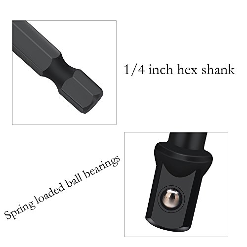 Drill Socket Adapter for Impact Driver with Hex Shank to Square Socket Drill Bits Bar Extension set 8 Pieces by LnBirch - Thumbnail 3
