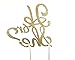 CMS Design Studio Handmade Gender Reveal Cake Topper Decoration - He or She - Double Sided Glitter Stock (Gold)
