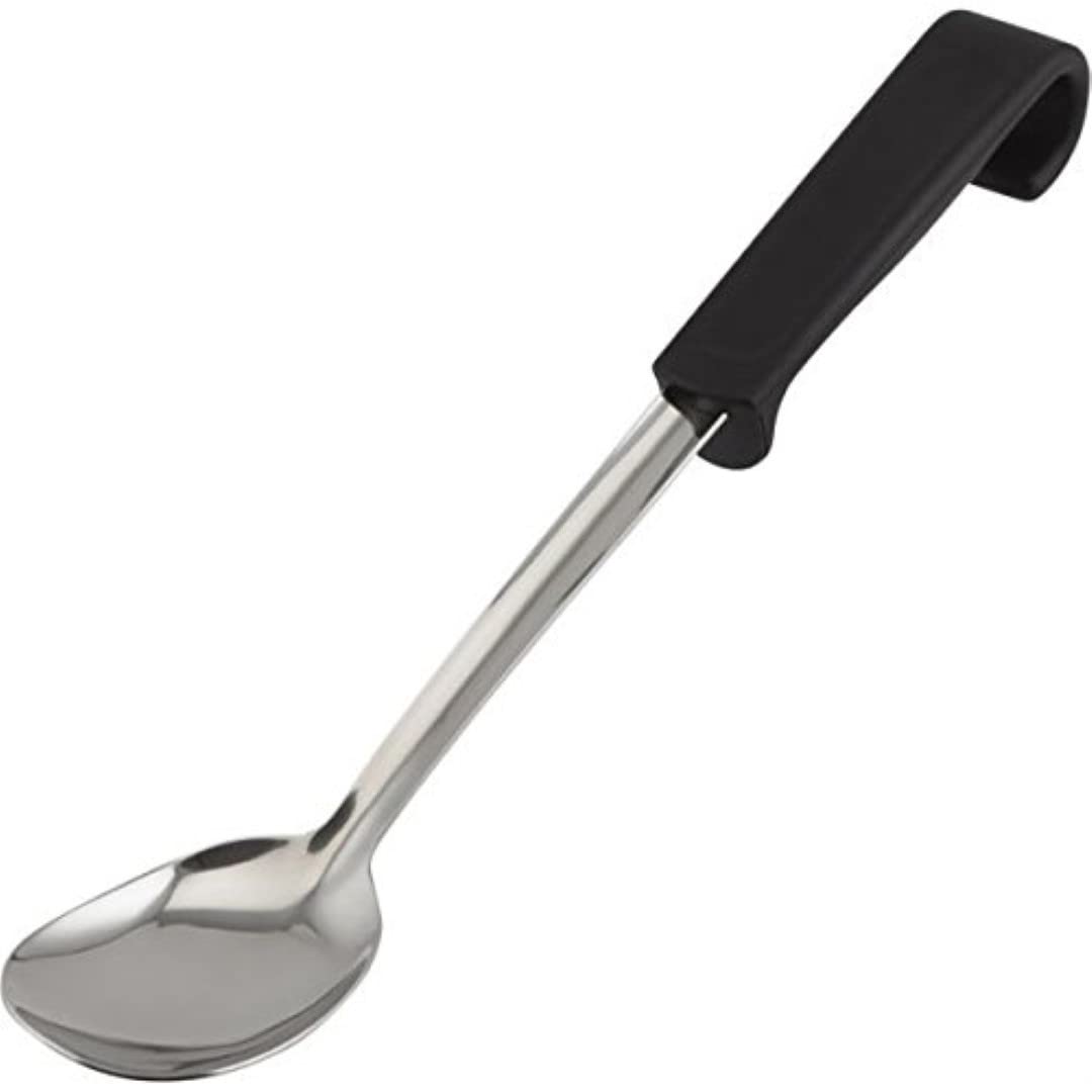 Genware NEV-577-10 Small Spoon with Plastic Handle, Black