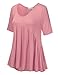 NINEXIS Women's Half Sleeve V-Neck Draped Tunic Top (S-3XL)