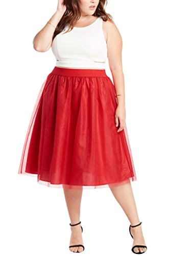 Womens Fashion Princess Tutu Ballerina Tulle Mesh Knee Skirt Plus